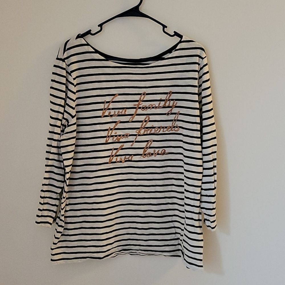 Old navy 3 quarter sleeve graphic striped tee